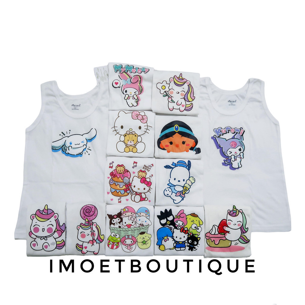 imoet.boutique - Kaos kutang singlet anak karakter princess unicorn sanrio hello kitty kuromi my mel