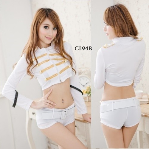 Costume Costume Lingerie Costume Captain Police Lingerie Putih Cl24B