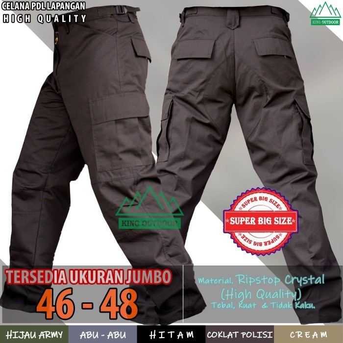 CELANA TACTICAL PDL JUMBO 46-48 RIPSTOP TORNADO WARNA COKLAT POLISI - COKLAT POLISI, 36