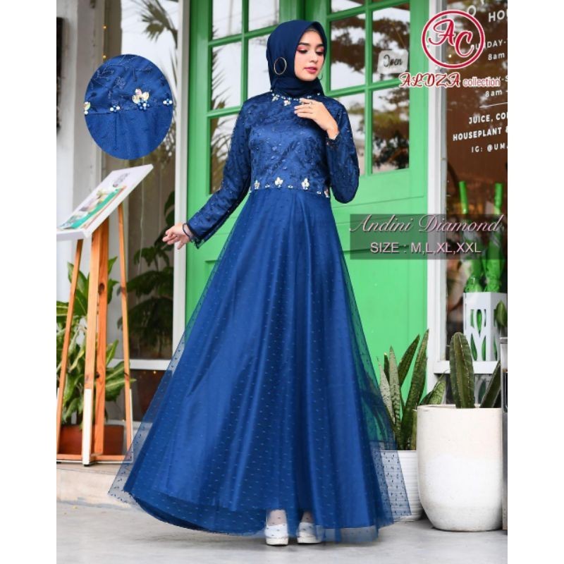 Gamis Kebaya Brokat Payet Aldza / Gamis Modern Muslim Lebaran / Dress Pesta Wisuda / Kebaya Lamaran