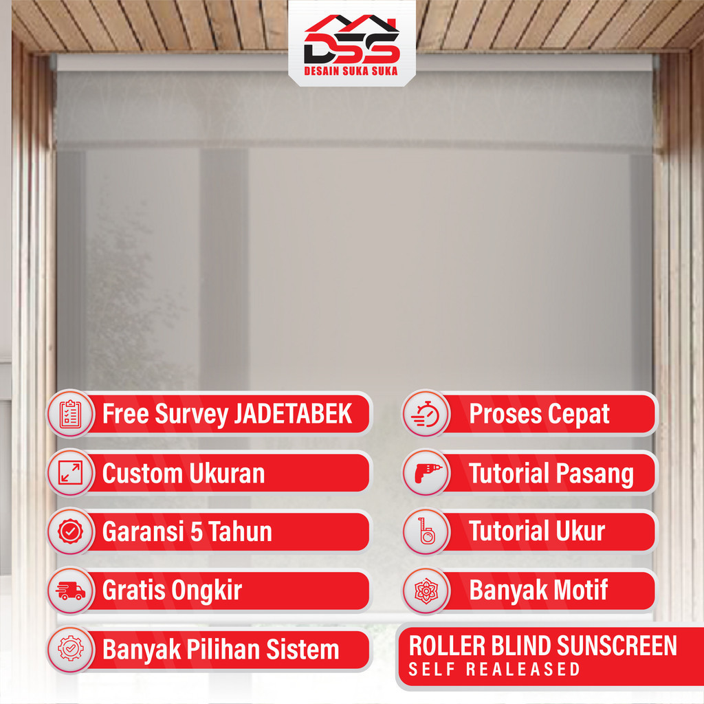 Roller Blind Outdoor Sunscreen Self Released / Turun otomatis - Naik kerek Manual / Sharp Point / Ti