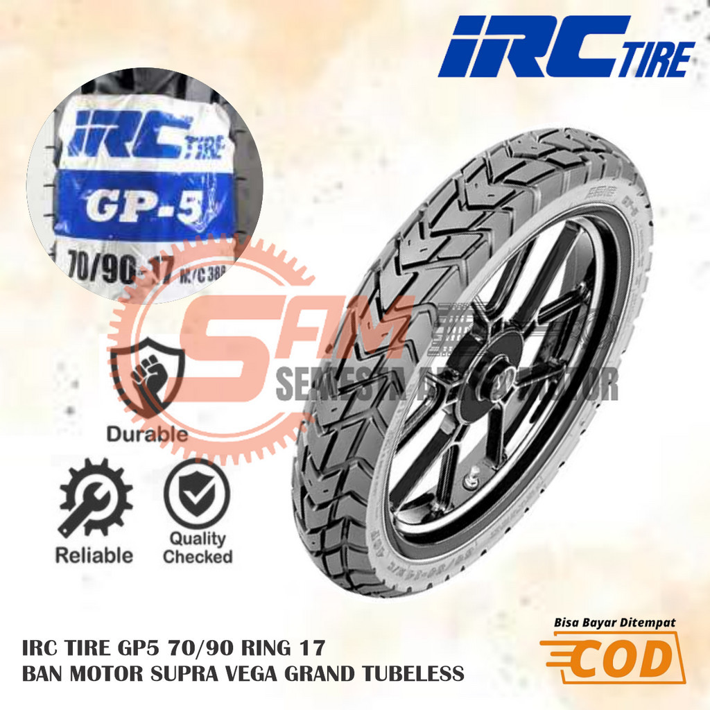 Ban Luar IRC 70/90 Ring 17 GP5 GP-5 Tubeless Dual Purpose Motor Supra Jupiter Vega