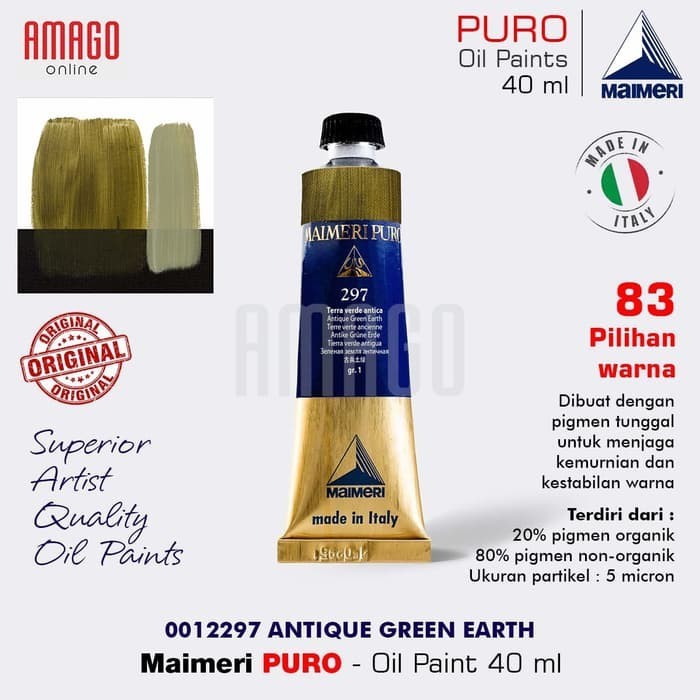 

Cat Minyak Lukis MAIMERI Puro - Oil Paint - Antique Green Earth - 40ml - M0012297