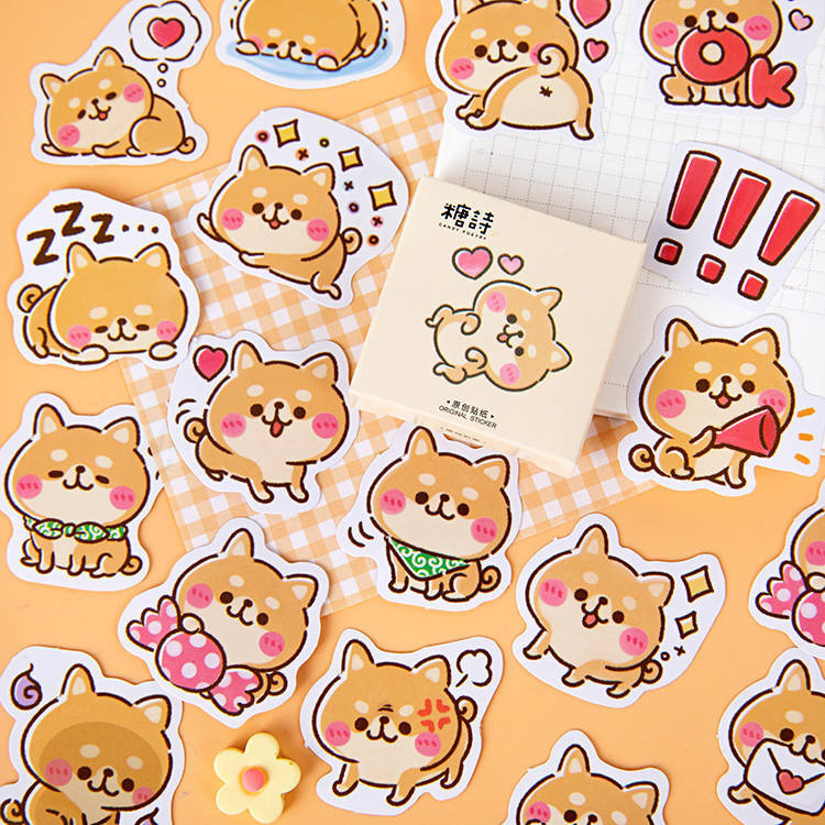 

Guka lukisan tangan seri stiker kartun lucu anak anjing Bar permen kotak puisi Notebook DIY dekoratif stiker segel