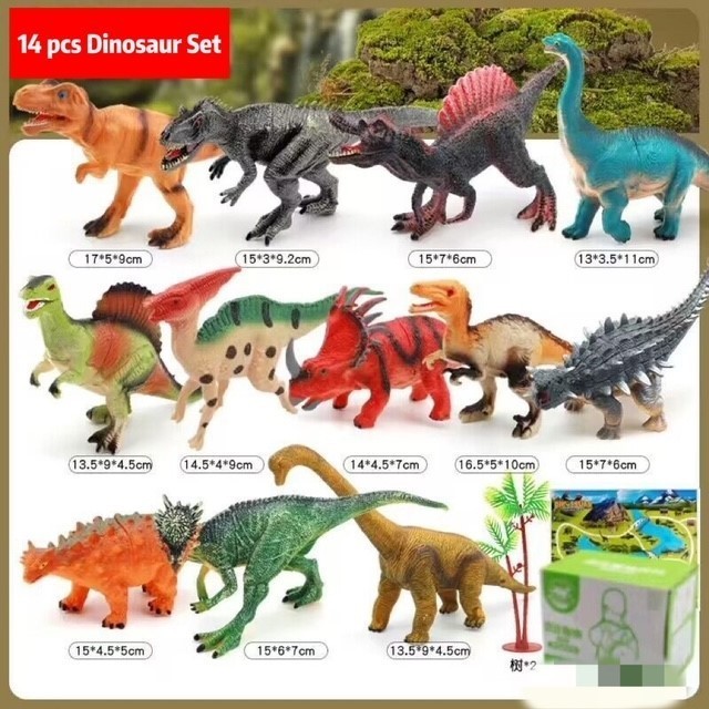 Vincent Mainan Anak ANIMAL  SET 12 PCS Miniatur Hewan Binatang Karet JUMBO - Dinosaur