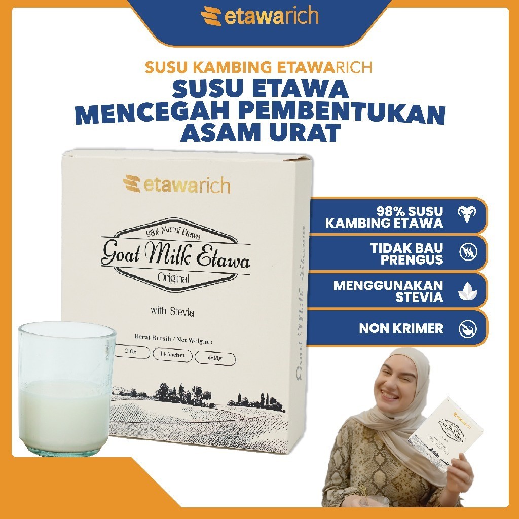 

Etawarich - Susu Etawa Mencegah Pembentukan Asam Urat, Susu Kambing bubuk murni 100% dapat mengatasi berbagai macam penyakit seperti Masalah Pernafasan, Nyeri sendi, Lutut, Radang, reumatik, Mencegah Osteoporosis | meningkatkan kesehatan Tulang