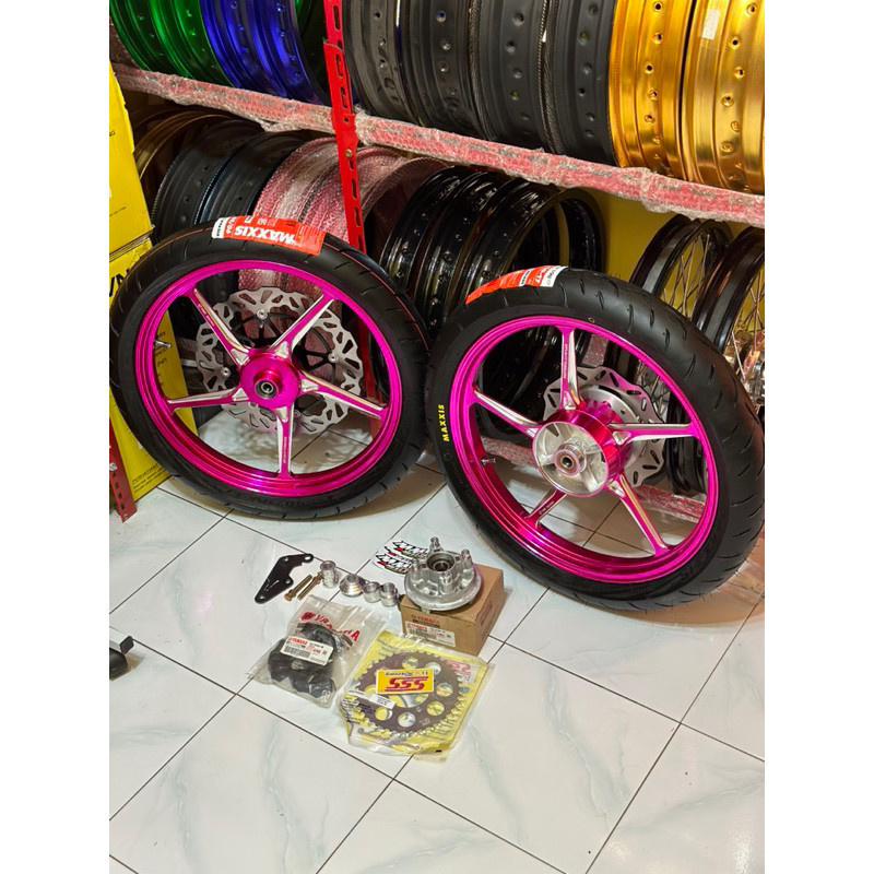 VELG / WHEELSET VND AK 55 PNP CRF, KLX, DT fullset pnp siap pakai!