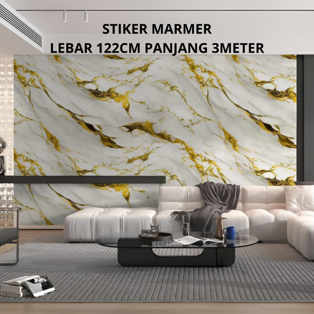 fg64rk SHEET wallpaper stiker marmer glosy pelapis furniture lebar 122cm panjang 3 meter