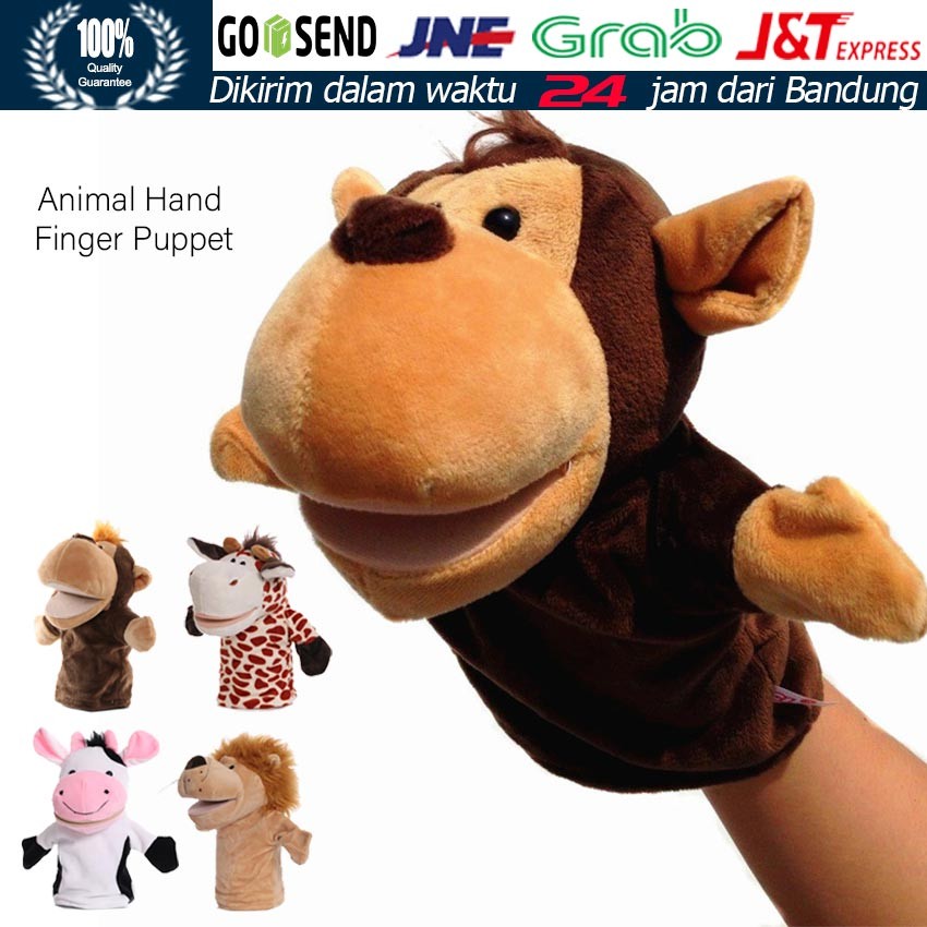 Boneka Tangan Karakter Binatang / Hand Puppet Hewan Lucu Singa / Monyet / Sapi untuk Anak dan Bayi /