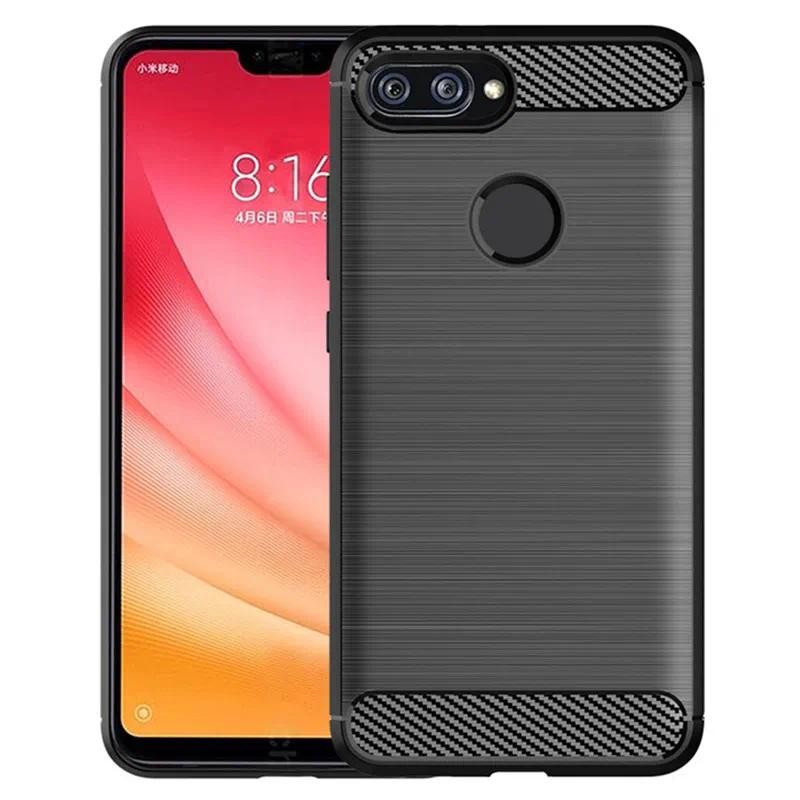 For Xiaomi 8 Lite Xiaomi Mi8 lite mi 8lite  Phone case casing Soft Silicone Carbon Fiber Back cover