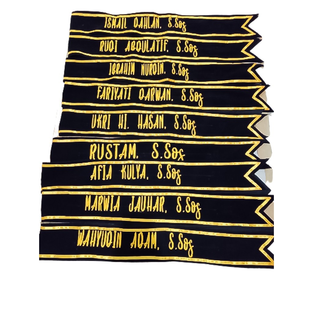 Selempang Bludru Nama Wisuda Bordir Custom Selempang Wisuda