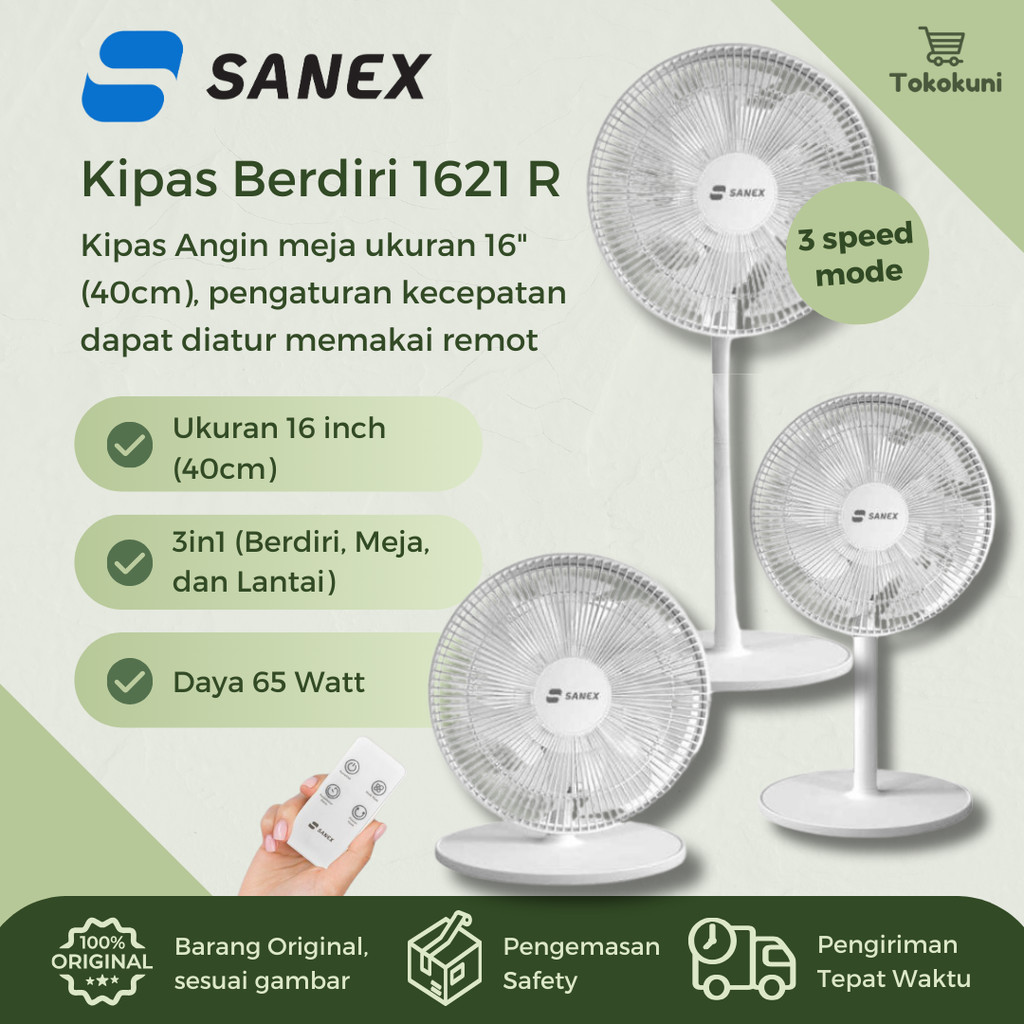 Stand Fan Sanex SSF-1621 Remote dan Tanpa Remote