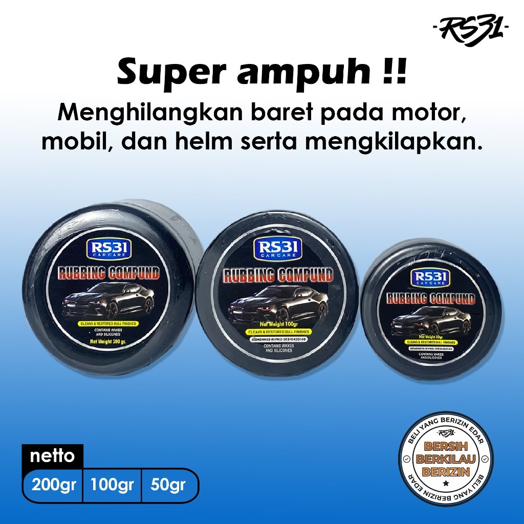 BIG SALE Kompon penghilang baret body mobil, aspa,  bodi motor, helm kaca goresan | Rubbing Compound