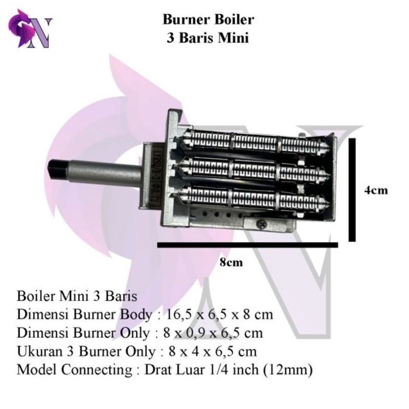 Burner Kompor Sirip Boiler Oven Konversi Tungku Api Gas LPG 3 Baris Mini