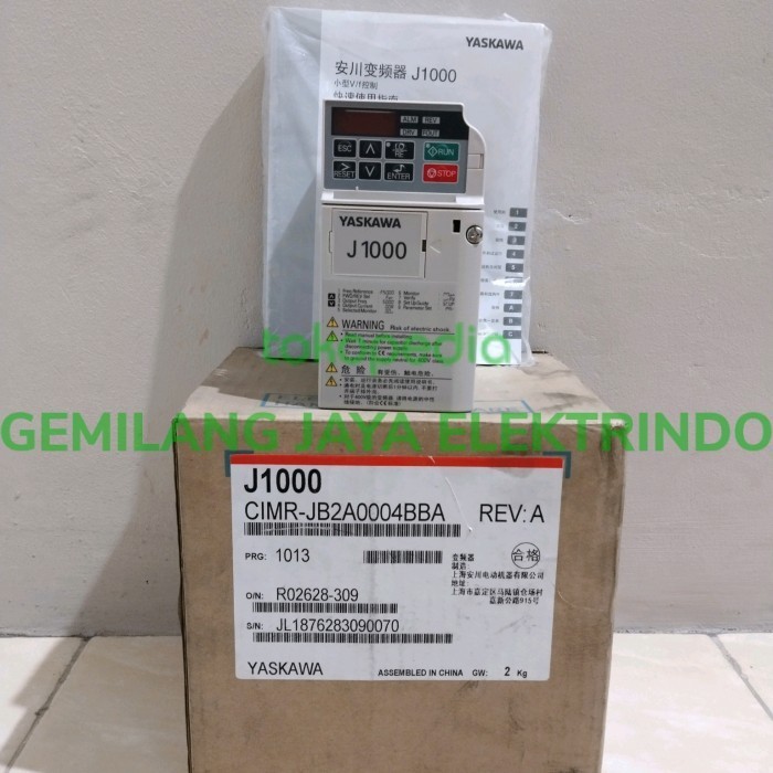 INVERTER YASKAWA J1000 0.75KW/0.4KW 3PHASE 220VAC YASKAWA CIMR-JB2A0004BBA ORIGINAL YASKAWA