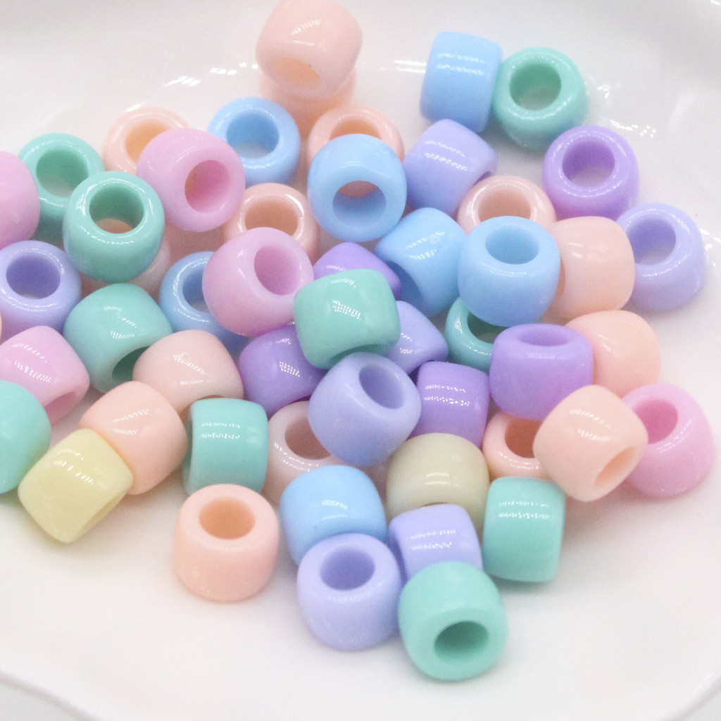 

100PCS 6*9MM Colorful Pony Beads Fashion Big Hole Beads Kids DIY Bracelet Necklace Making HandCrafts Girls Hair Beads Wholesale