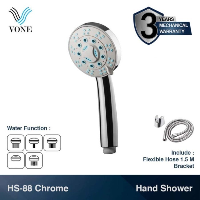 VONE HS-88 Chrome Shower Set Handshower Mandi Hand Multi Fungsi Air