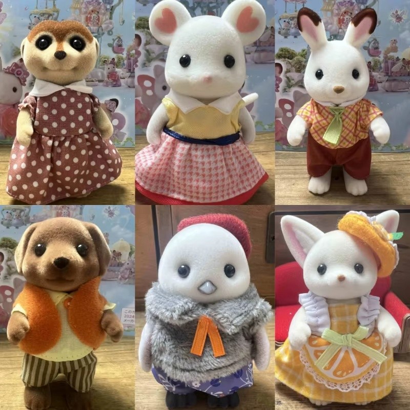 Original Anime Sylvanian Chocolate Rabbit Corgi Doll Kawaii Figure Collectible Birthday Gift Christm