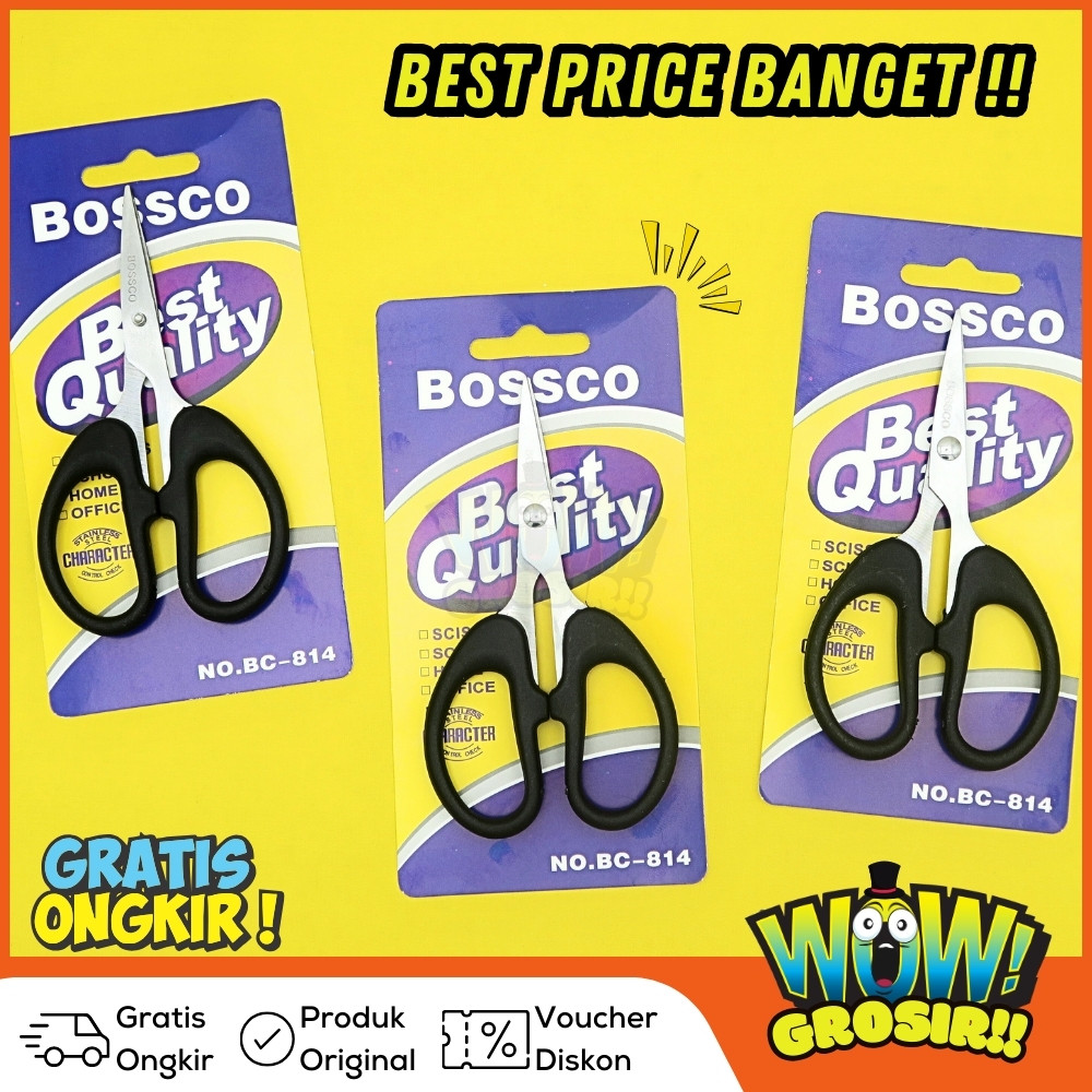 

1 Box isi 12 Gunting Scissors BOSSCO (4 inch~6 Inch-8 Inch) BC-814~816~818 JunDW