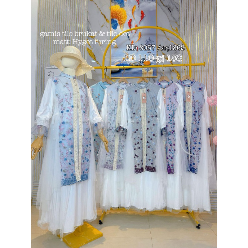 NEW Gamis tile brukat - Gamis tile brukat tile dot - Gamis brukat tile