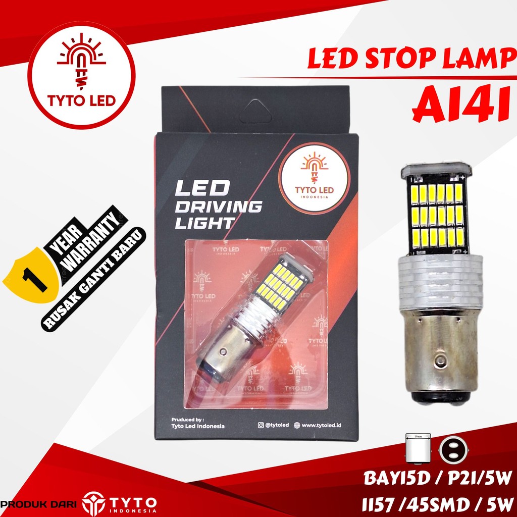 TYTO LED A141 Lampu LED Stoplamp Motor Soket BAY15D 1157 PY21/5W 5Watt 45SMD Dc