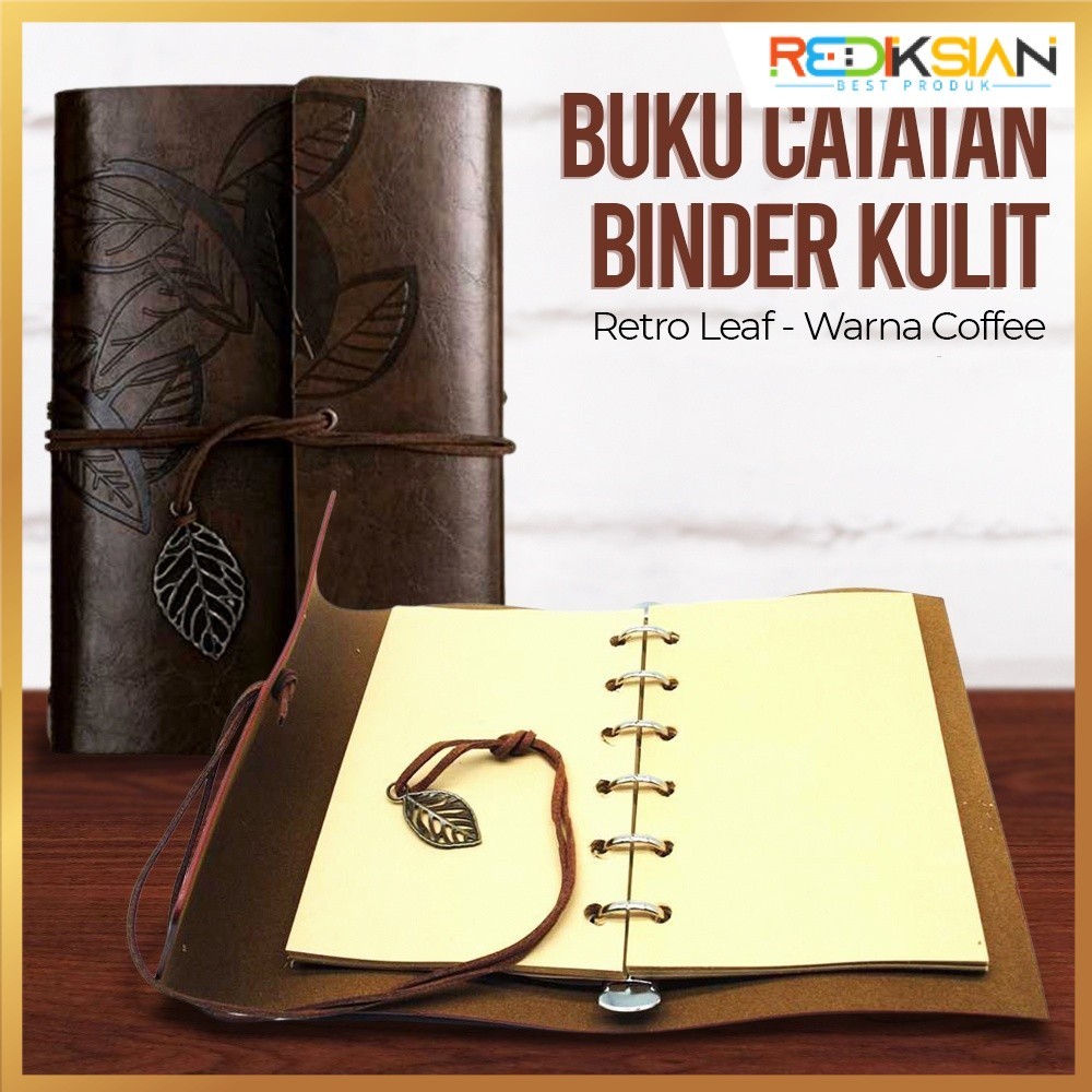 

Buku Catatan Binder Desain Premium Kulit Sintetis Notebook Retro Vintage Leaf Cover