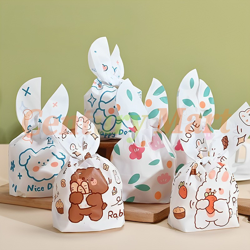 50Buah Plastik Goodiebag Kecil Kantong Plastik Cookies Lucu Pesta Perayaan Kemasan Plastik Karakter