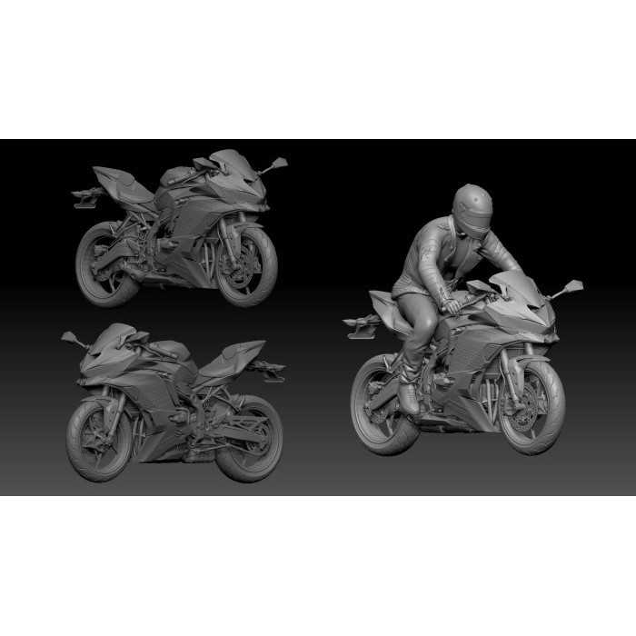 Figure Resin Kawasaki ZX 25-R - figure saja Skala 64 Miniatur Pajangan Diorama Diecast