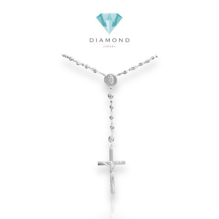 Rosario necklace white gold 18k emas putih-Diamond Jewelry
