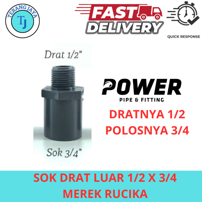 SOK DRAT LUAR 1/2 X 3/4 POWER FITTING