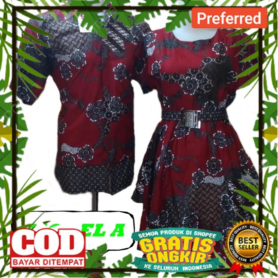 Couple DRESS JUMBO BATIK MERAH DRESS Jumbo Sarimbit Jumbo Baju Couple Jumbo Batik Bigsize//COD// BAT