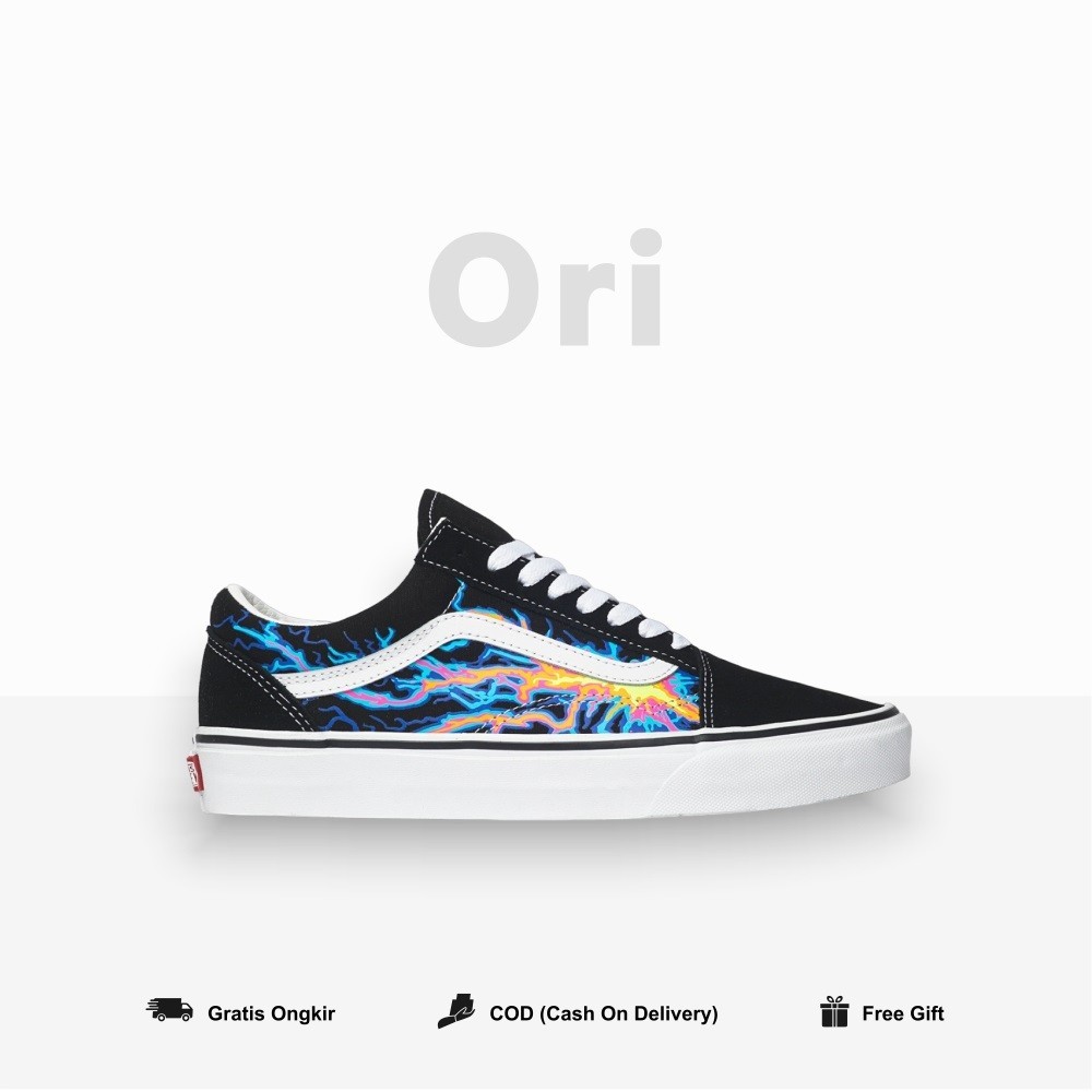 Vans Old Skool Electrical Flame Original 100 BNIB Global Market Vanss Oldskool Classic Ori Hitam Put