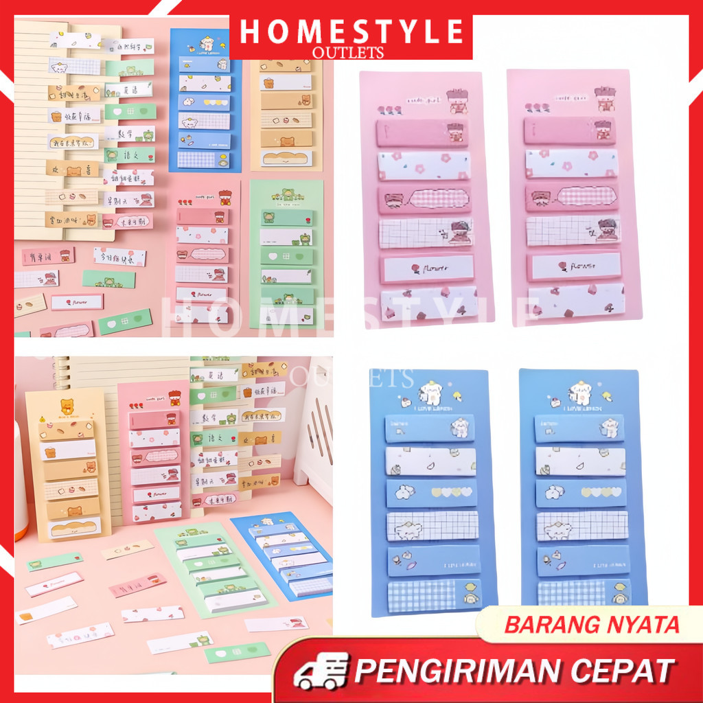 

Sticky Notes Lucu 8IN1 / Tempelan Kertas Catatan / 120 Lembar Notes Kertas Tempel / Karakter Bear Frog Girl Pembatas Buku Cute Imut / Sticky Notes