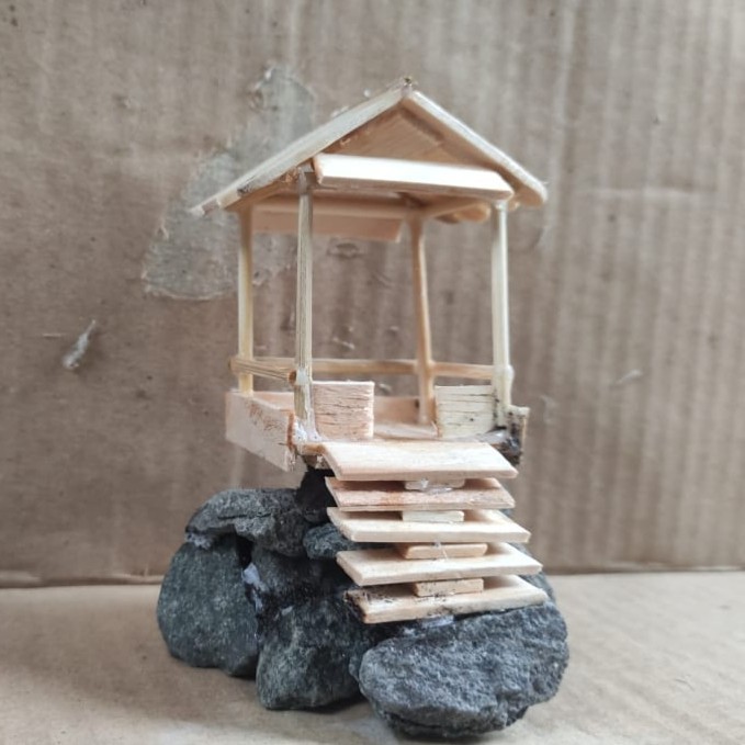 rumah miniatur kayu aquascape hiasan aquarium diorama mini prakarya