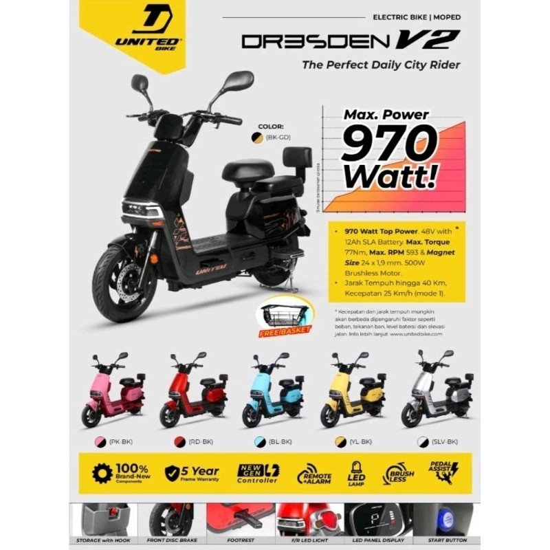 Sepeda Listrik UNITED DRESDEN V2 ELECTRIC Bike Moped