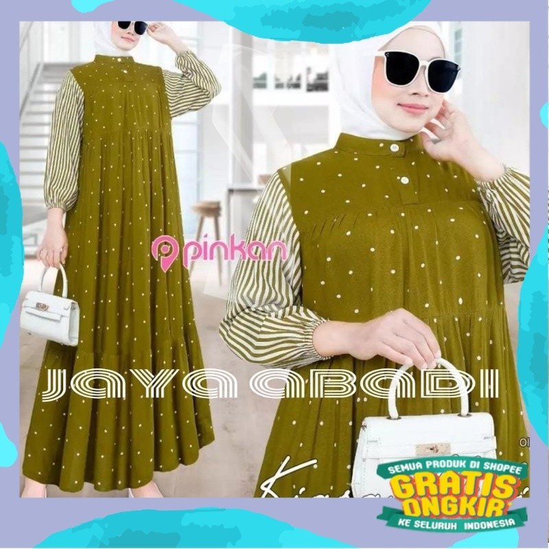 GAMIS KIRANA POLKADOT SALUR JUMBO / GAMIS TERBARU JUMBO MURAH MEWAH ELEGAN/pink fanta