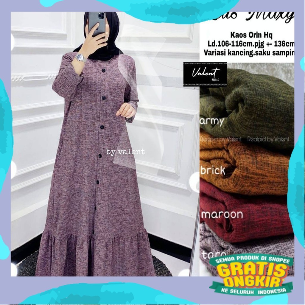 BHL - LILIS MAXY  Gamis Jumbo Bahan Kaos Import Lilis Maxy by Valent Hijab Fashion Solo/pink fanta