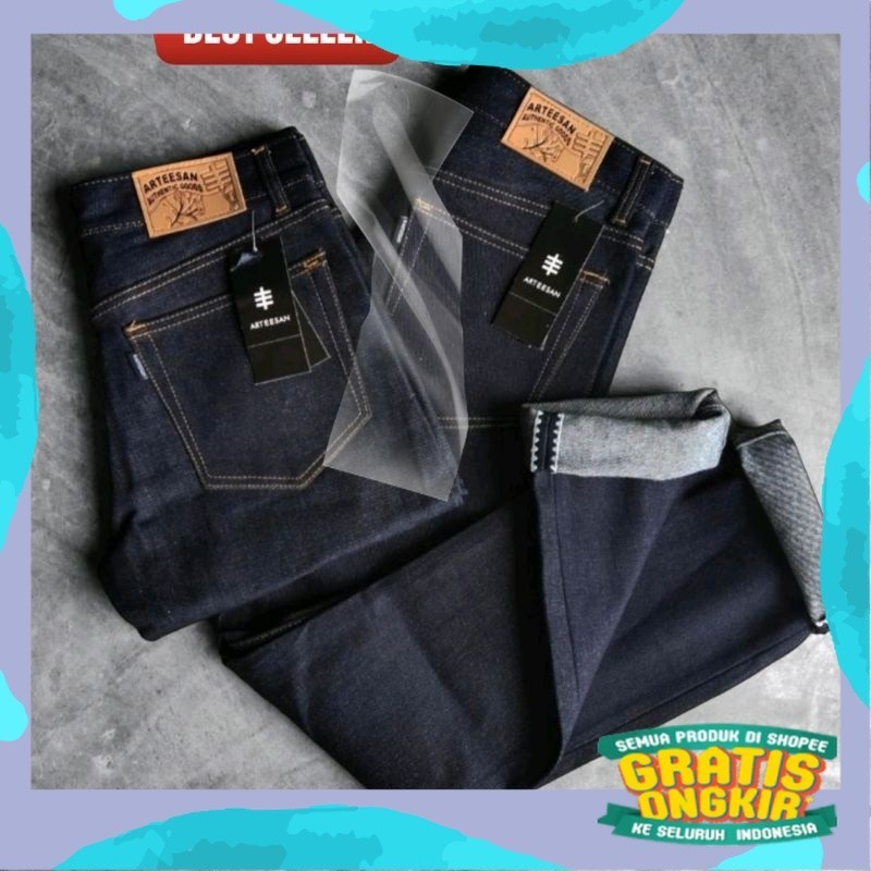CELANA DENIM SELVEDGE PREMIUM / CELANA JEANS SELVEDGE ARTEESAN GERIGI 14OZ KAKU/KERAS untuk/ Jumbo G