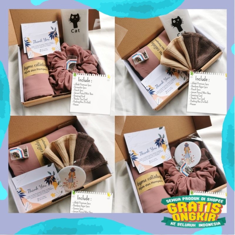 KADO ULANG TAHUN CEWEK HAMPERS JILBAB SEGIEMPAT BELLA SQUARE PARIS PREMIUM PASHMINA CERUTY PASHMINA 