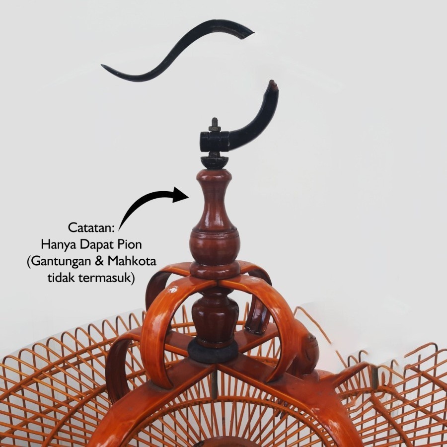 READY PION MURAI TUMPUK KAYU JATI CAT DUCO PELITUR LUKIS MOTIF WARNA MAHKOTA SANGKAR BURUNG MURAI