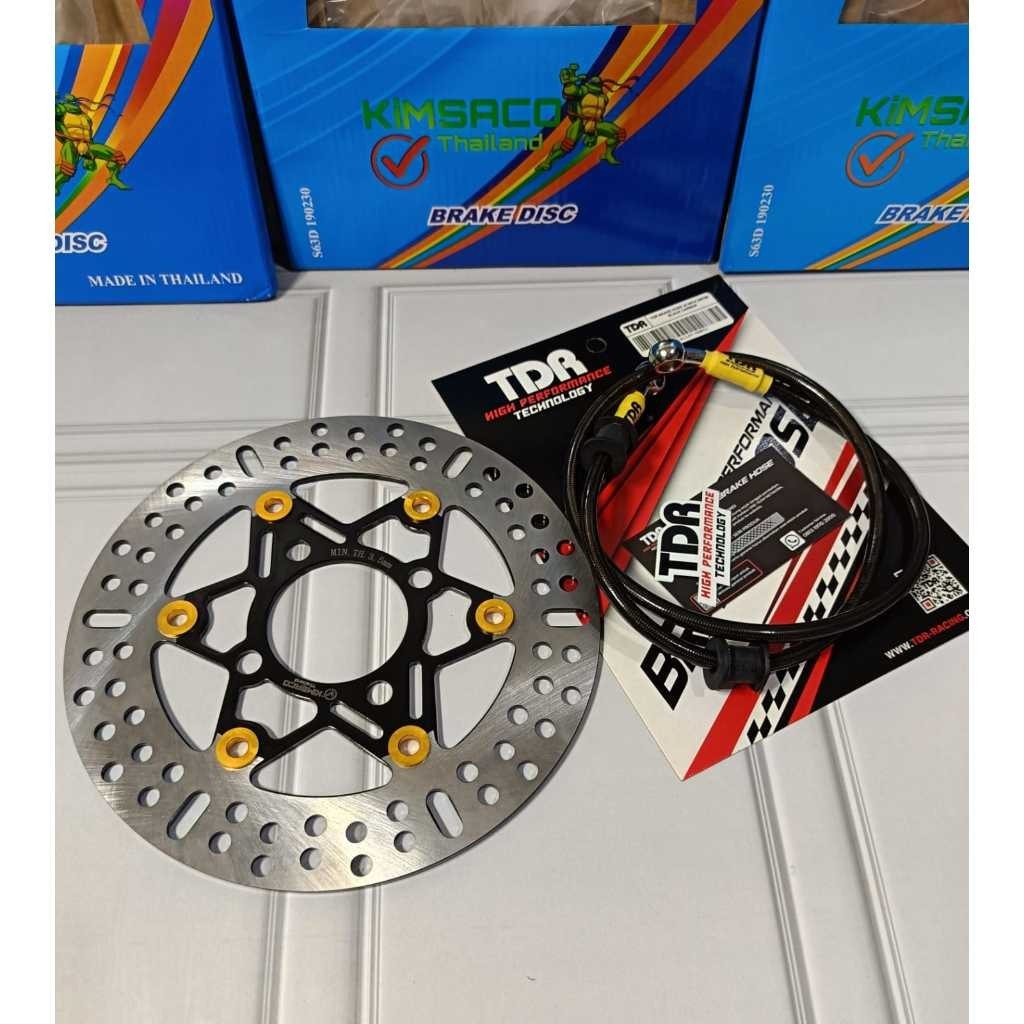 Disc Brake 220mm Piringan Cakram Depan Lubang 4 Plus Selang Rem Tdr Black Carbon Motor Jupiter z Mx 