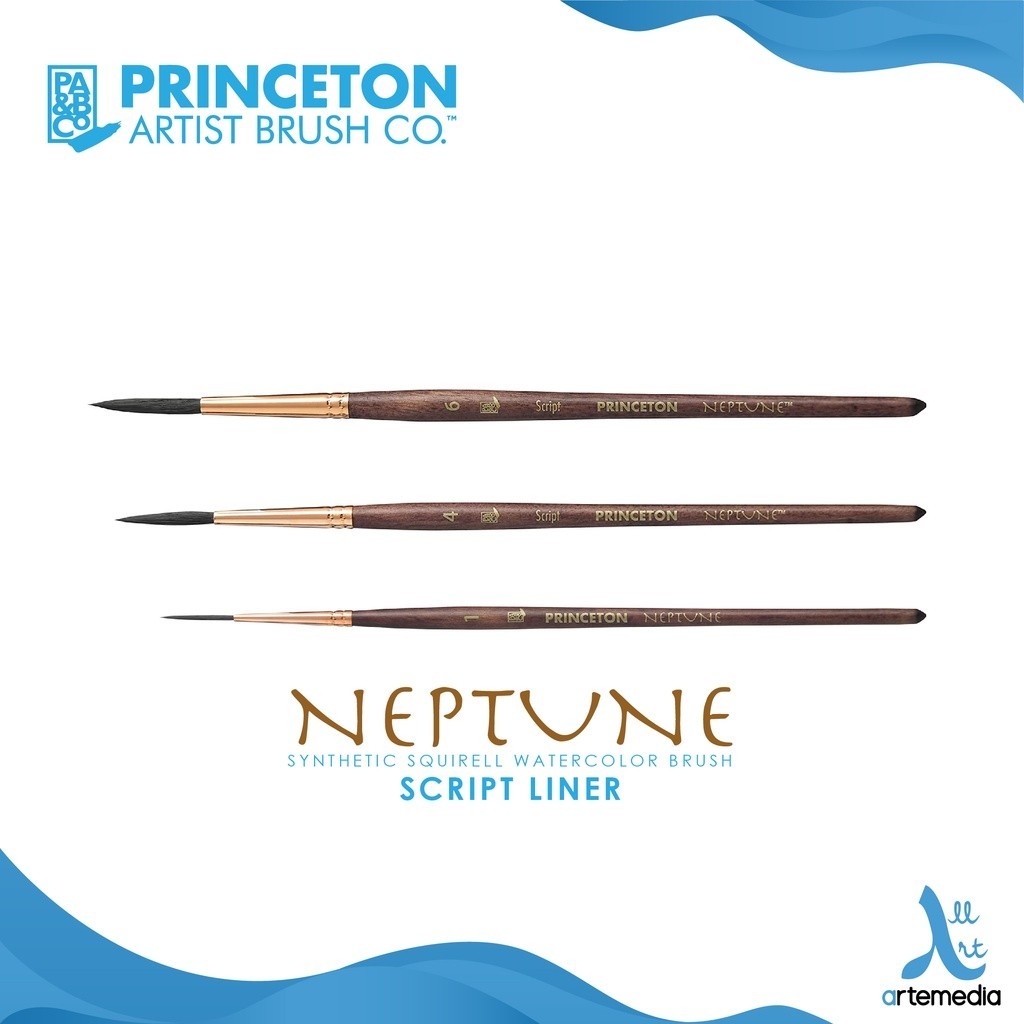 

Princeton Neptune 4750SC Script Synthetic Squirrel Watercolor Brush Short Handle Kuas Lukis