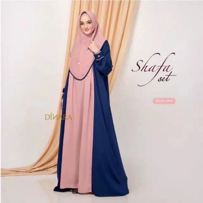 Gamis Syar'i Set Hijab LD140 Ukuran Jumbo Shafa LD 100 110 120 130 140 - Plum, L