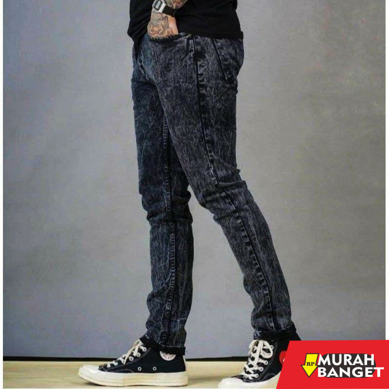 Celana Denim Pria Terbaru- CELANA JEANS PRIA SKINNY SNOW ACID GREY TERBARU CELANA JEANS PANJANG SKIN