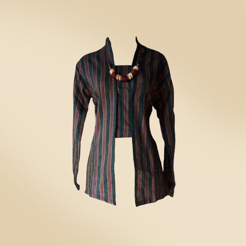 LURIK JAWA Kebaya Lurik Wanita Baju Adat Wanita Motif Hijau Coklat