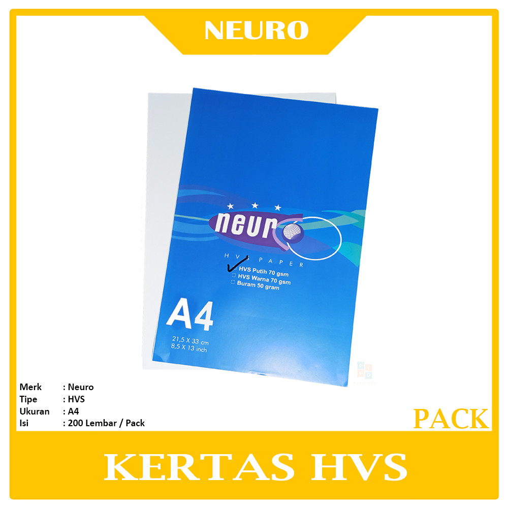 

Neuro - Kertas HVS A4 70 gram Warna Putih 200 Lembar - Pack