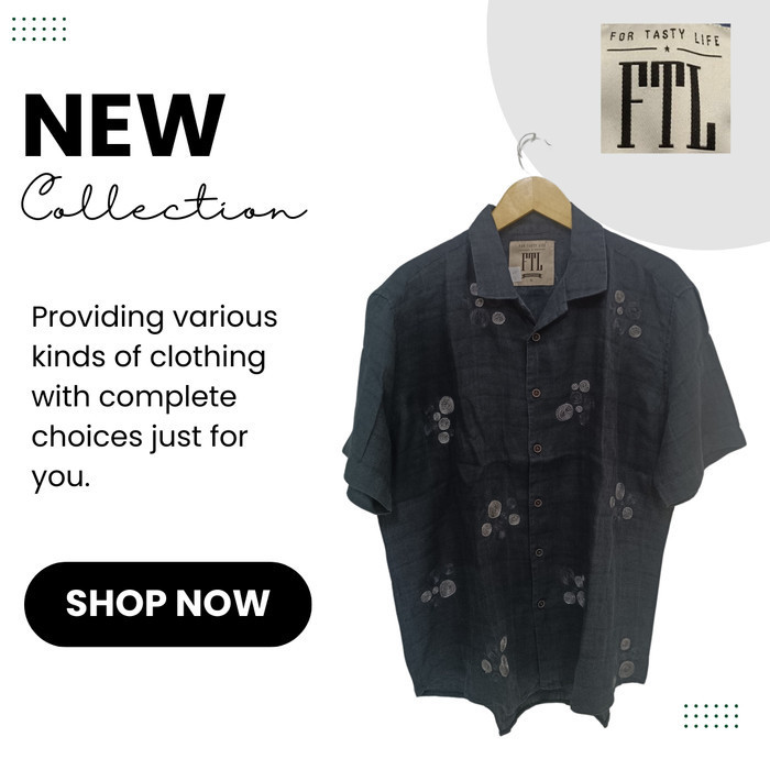 Kemeja Pria FTL Premium Original Warna Abu Tua Motif Size XL