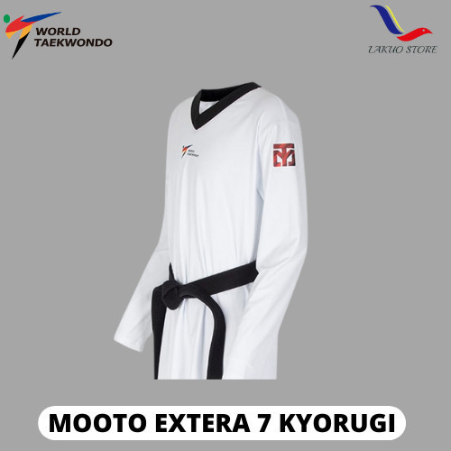 {NEW} MOOTO EXTERA 7 Kyorugi Uniform Dobok / DOBOK TAEKWONDO  - KERAH HITAM, 190 cm
