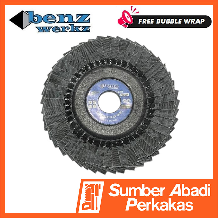 BENZ Flap Disc Flexible 4 Inch Amplas Susun Gerinda Besi Metal Gurinda Grenda Grinda Grade Grit