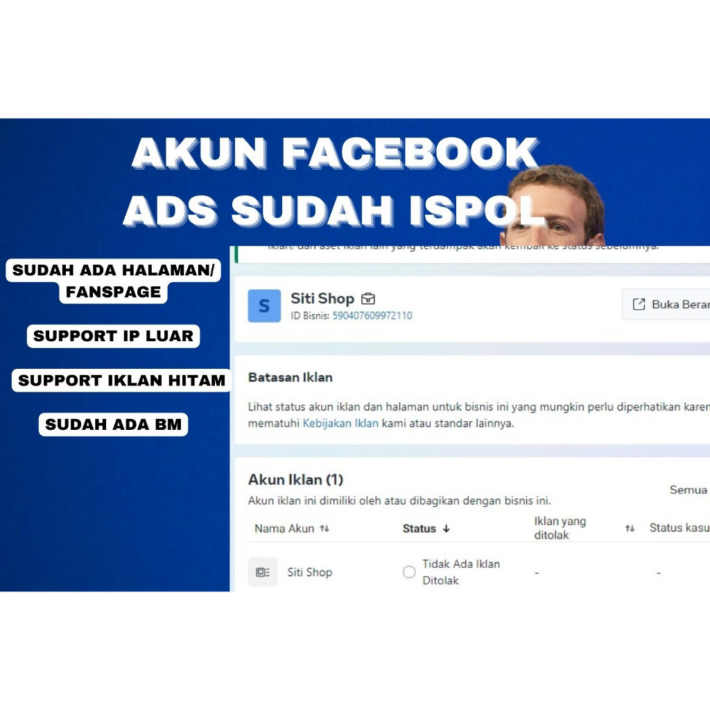 Akun Facebook Ads + Business Manager Sudah (Verifikasi Isu Politik) Ispol